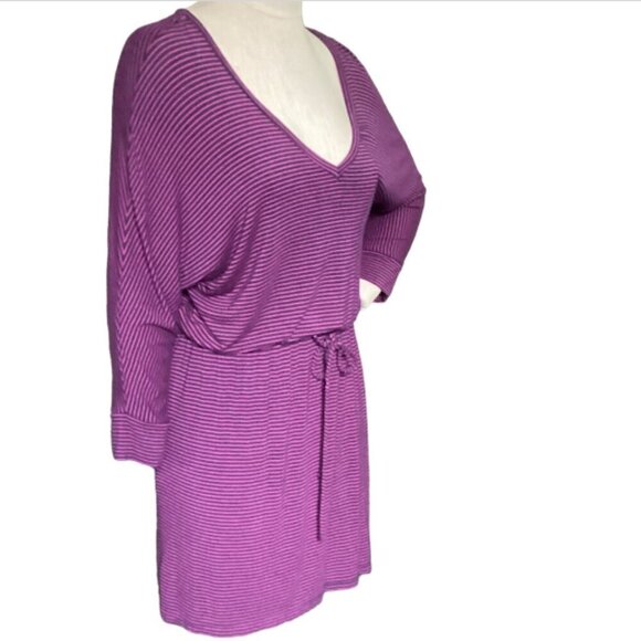 Caslon Striped V-Neck Tee-Shirt Dress Sz S Blue & Pink 120R - Picture 2 of 10